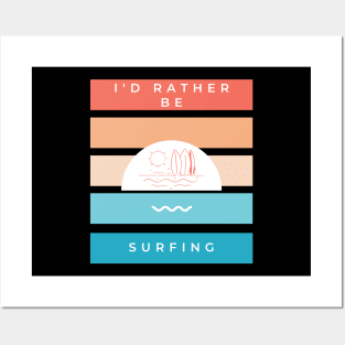 I'd rather be surfing vintage retro sunset design for surfers Posters and Art